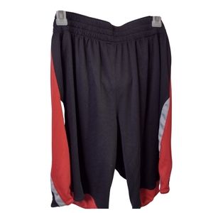 E) Tek Gear Men’s Athletic Shorts Size L – Black Red Mesh Gym Shorts with Drawst